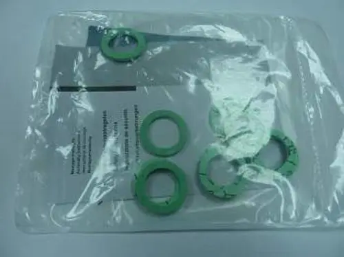 Grüne Dichtungsringe in einer transparenten Verpackung mit Produktinformationen. Ideal für Remeha-Geräte zur Abdichtung.